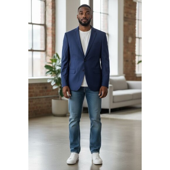HUGO BOSS - "TRABALDO TOGNA" Super 120's Stretch Fabric Blue Suit 40R - Picture 1 of 13